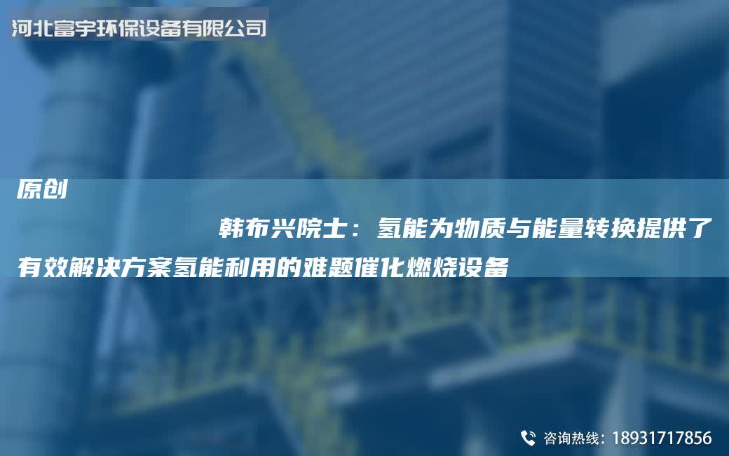 原创
            韩布兴院士：氢能为物质与能量转换提供了有效解决方案氢能利用的难题催化燃烧设备