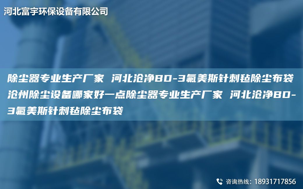 除尘器专业生产厂家 河北沧净BD-3氟美斯针刺毡除尘布袋沧州除尘设备哪家好一点除尘器专业生产厂家 河北沧净BD-3氟美斯针刺毡除尘布袋