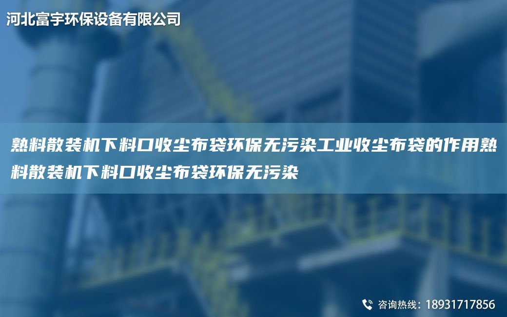 熟料散装机下料口收尘布袋环保无污染工业收尘布袋的作用熟料散装机下料口收尘布袋环保无污染