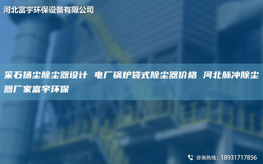 采石扬尘除尘器设计 电厂锅炉袋式除尘器价格 河北脉冲除尘器厂家富宇环保