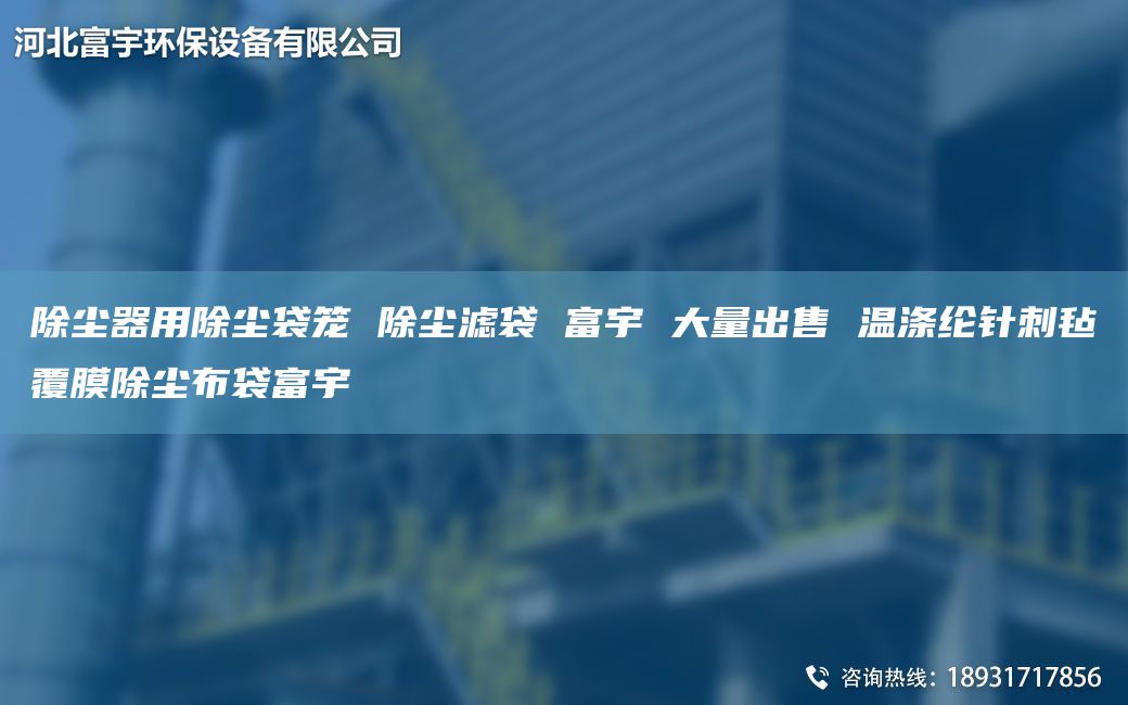 除尘器用除尘袋笼 除尘滤袋 富宇 大量出售 温涤纶针刺毡覆膜除尘布袋富宇