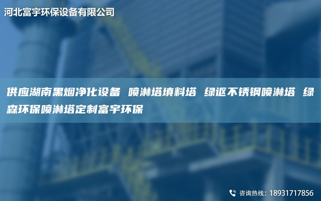 供应湖南黑烟净化设备 喷淋塔填料塔 绿讴不锈钢喷淋塔 绿森环保喷淋塔定制富宇环保