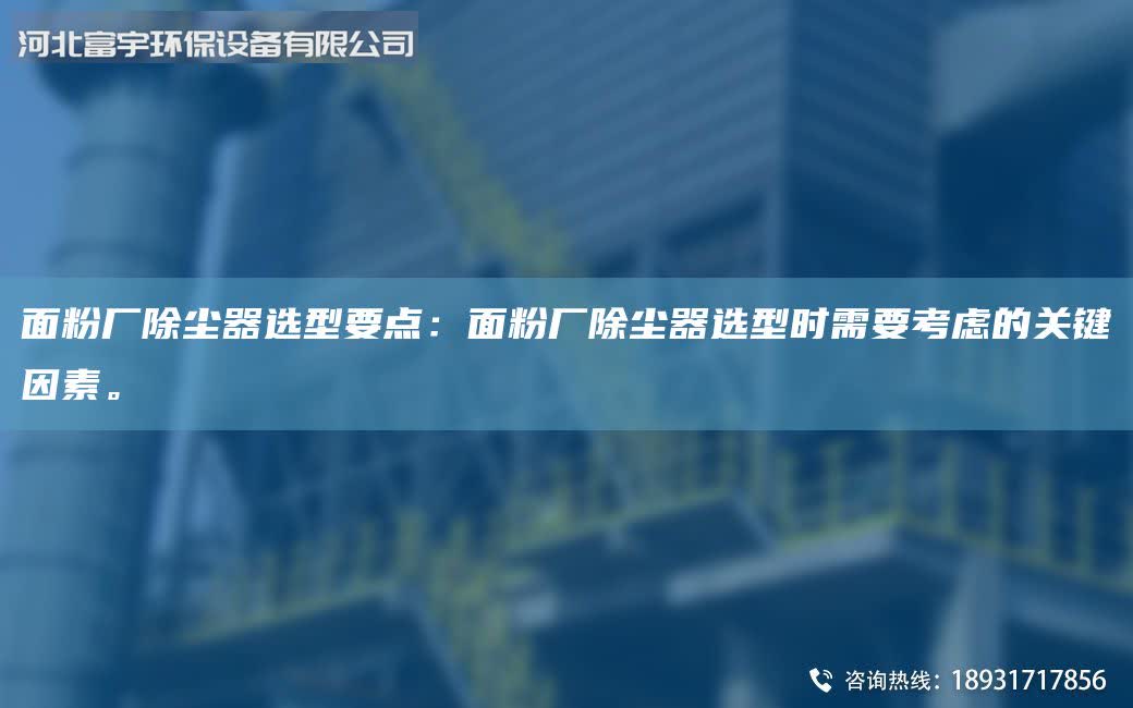 面粉厂除尘器选型要点：面粉厂除尘器选型时需要考虑的关键因素。