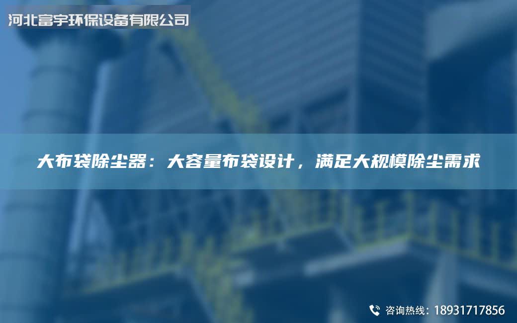 大布袋除尘器：大容量布袋设计，满足大规模除尘需求